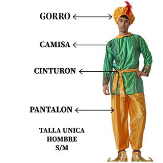 Disfraz Paje Verde Talla Unica S/M - Traje Gorro