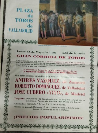 Cartel Taurino Valladolid 1985