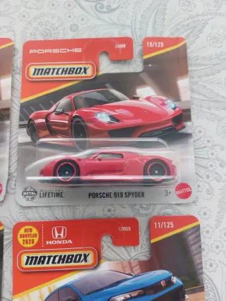 Matchbox 4 autos: Porsche, Honda, Toyota, Chevy