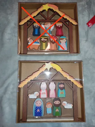 Belén de madera con figuras