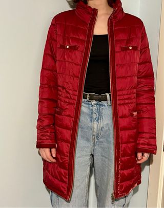 Anorak Cortefiel largo rojo