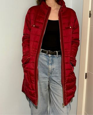 Anorak Cortefiel largo rojo