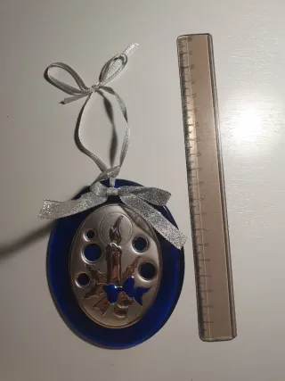 Decorazione natalizia argento e vetro blu