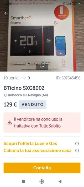 Termostato WiFi BTICINO SXG8002