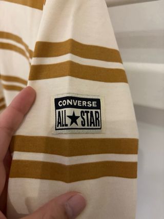 Camiseta de rayas manga larga beige y marrón