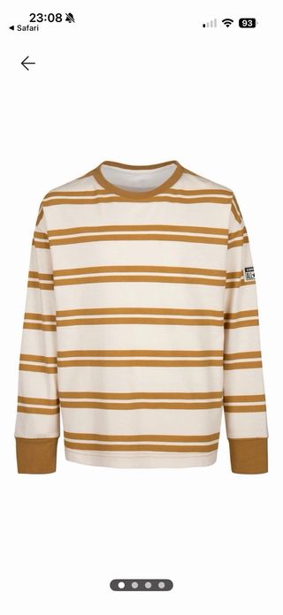 Camiseta de rayas manga larga beige y marrón