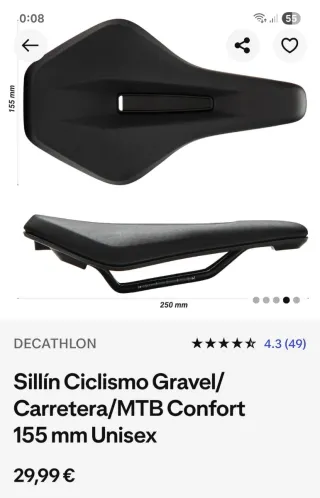 Sillín de bicicleta negro negociable