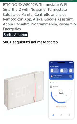 Termostato WiFi BTICINO Smarther2 Netatmo SXW8002W