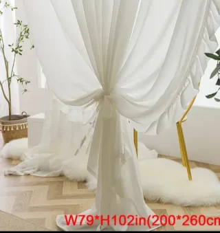Cortina Blanca Chiffon con Volantes