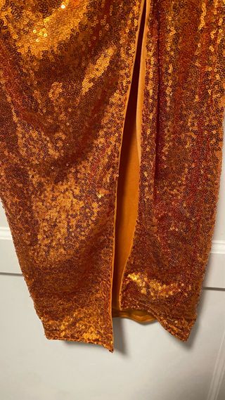 Vestido midi lentejuelas naranja Talla S