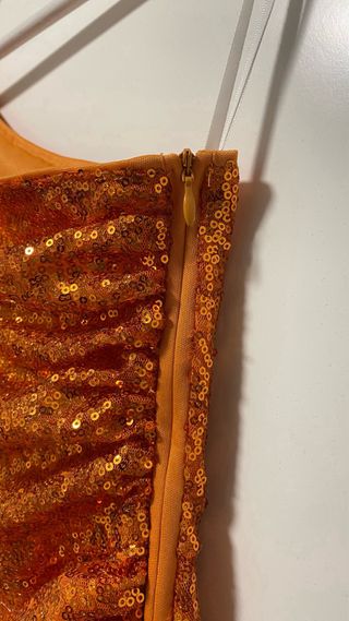 Vestido midi lentejuelas naranja Talla S