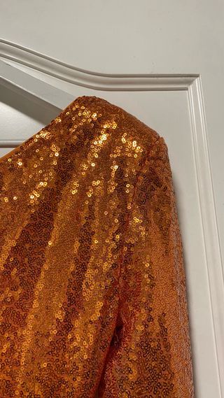 Vestido midi lentejuelas naranja Talla S