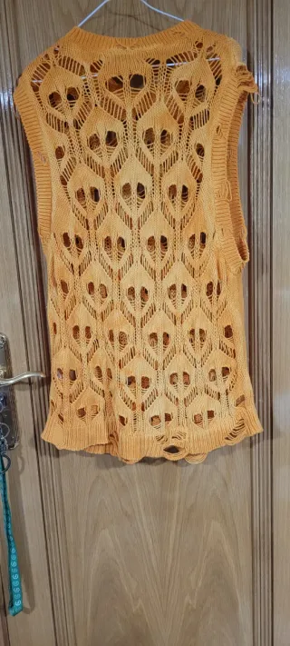 Chaleco Zara naranja tejido talla única