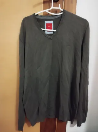 Jersey S.Oliver Hombre XL Verde Gris Cuello Pico