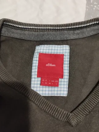 Jersey S.Oliver Hombre XL Verde Gris Cuello Pico