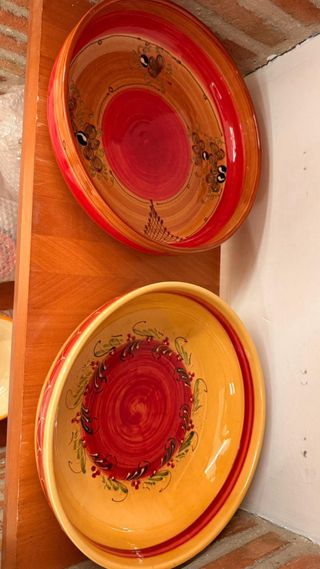 Vajilla VALLAURIS Cerámica Naranja y Roja