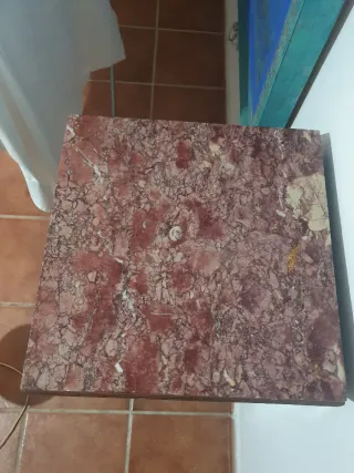 Mesita auxiliar madera y mármol antigua