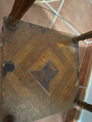 Mesita auxiliar madera y mármol antigua