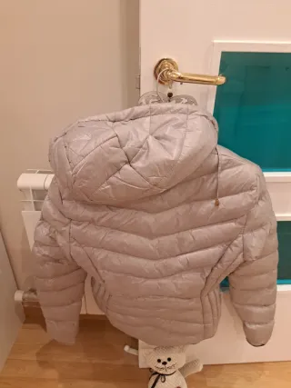 Cazadora plateada con capucha