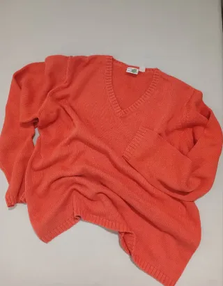 Jersey algodon 100% ,naranja cuello pico