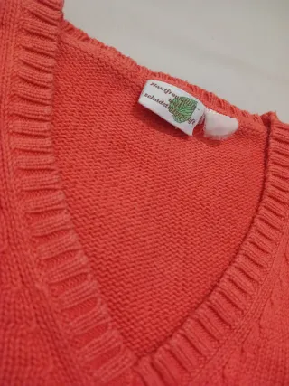 Jersey algodon 100% ,naranja cuello pico