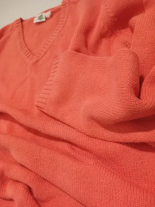 Jersey algodon 100% ,naranja cuello pico