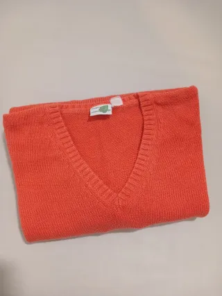 Jersey algodon 100% ,naranja cuello pico