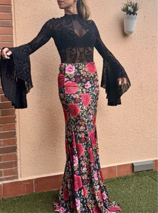 Falda flamenca estampada flores S-M