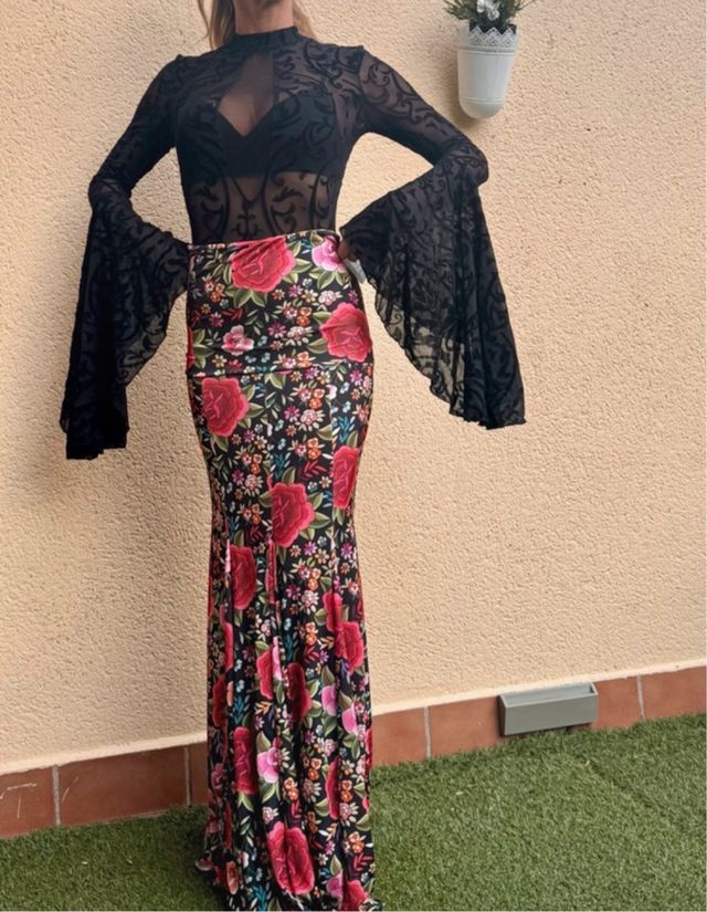 Falda flamenca estampada flores S-M