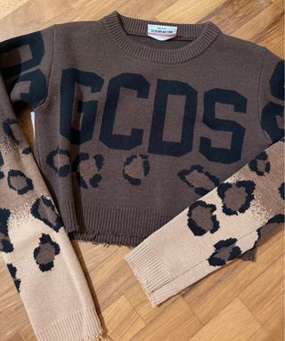 Maglione GCDS Leopardato Marrone Taglia XS