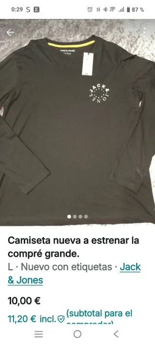 Camiseta Jack & Jones Negra Talla L