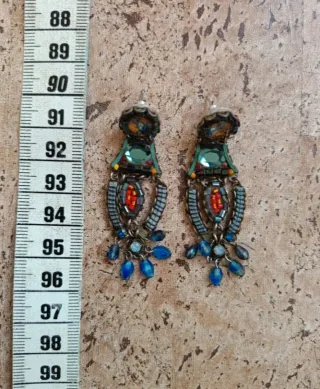 Pendientes largos azules y rojos AYALABAR