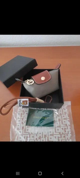Monedero Longchamp Gris y Marron