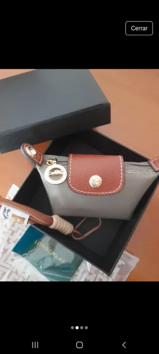 Monedero Longchamp Gris y Marron