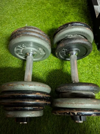 Mancuernas ajustables con barra