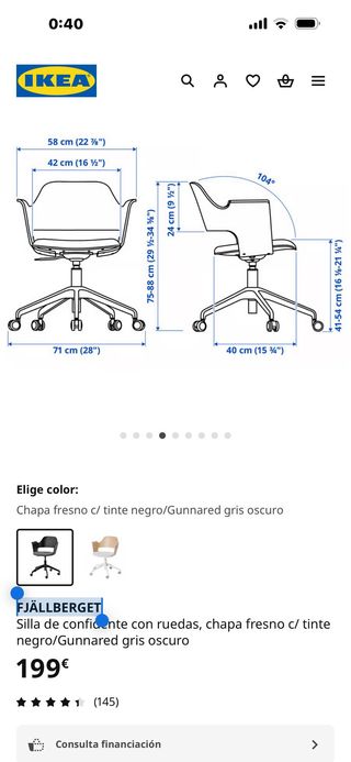 2 Sillas Escritorio IKEA FJÄLLBERGET