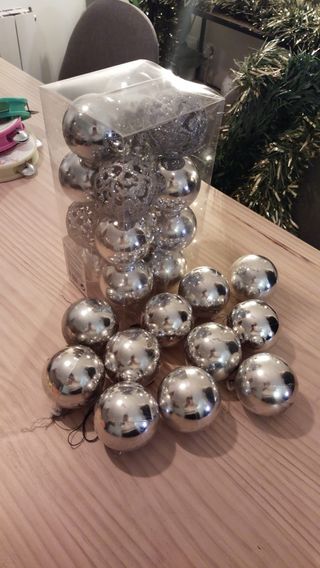 Adornos árbol navidad plateados