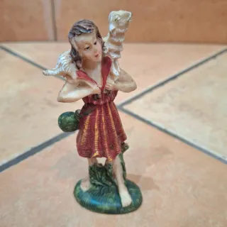 Personaggio presepe pastore con pecora