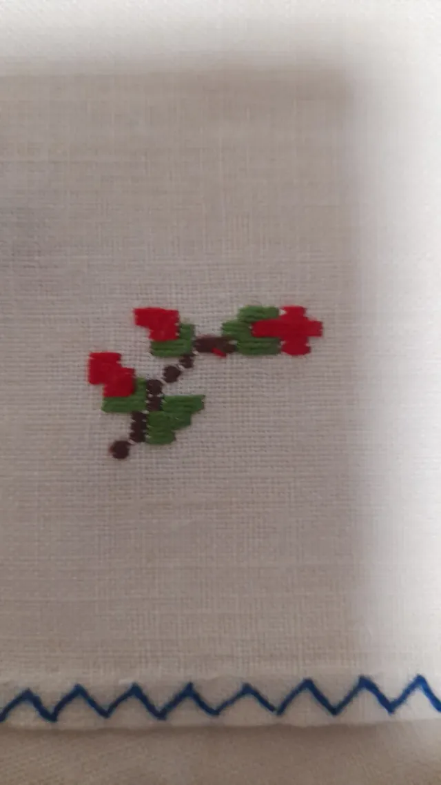 Mantel y servilletas de lino de metienda bordado