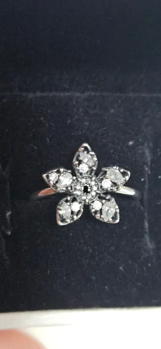 Anillo Pandora Flor Plata y Circonitas