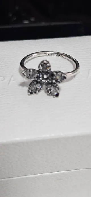 Anillo Pandora Flor Plata y Circonitas