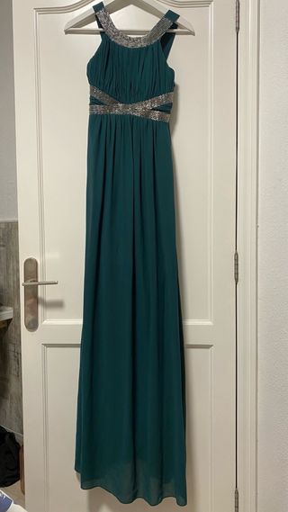 Vestido largo fiesta verde esmeralda