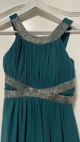 Vestido largo fiesta verde esmeralda