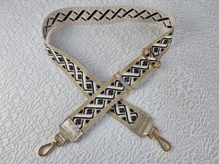 Correa para Bolso Oro-Piel - Blanco-Negro