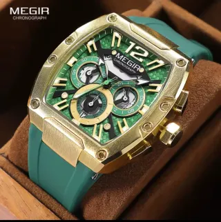 Reloj Megir Cronógrafo Dorado y Verde Hombre