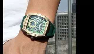 Reloj Megir Cronógrafo Dorado y Verde Hombre