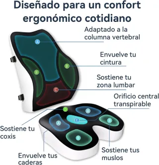 Set Cojín Lumbar y Asiento Memory Foam