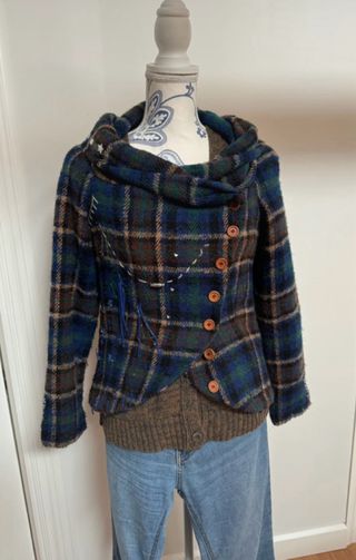 Chaqueta cuadros Desigual azul y verde