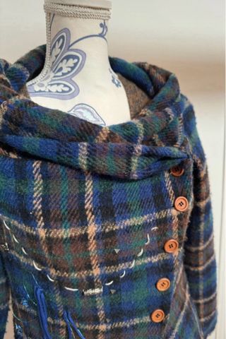 Chaqueta cuadros Desigual azul y verde