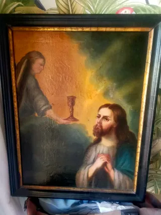 Antiguo óleo: Oración en el Huerto